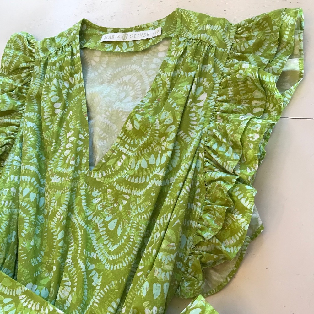 🆕 MARIE OLIVER RUFFLE FLUTTER SLEEVE 100% COTTON FIONA DRESS - Picture 3 of 10